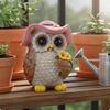 Owl Figurine Decorative Resin Ornament Cute for Garden, Balcony, Outdoor Pink