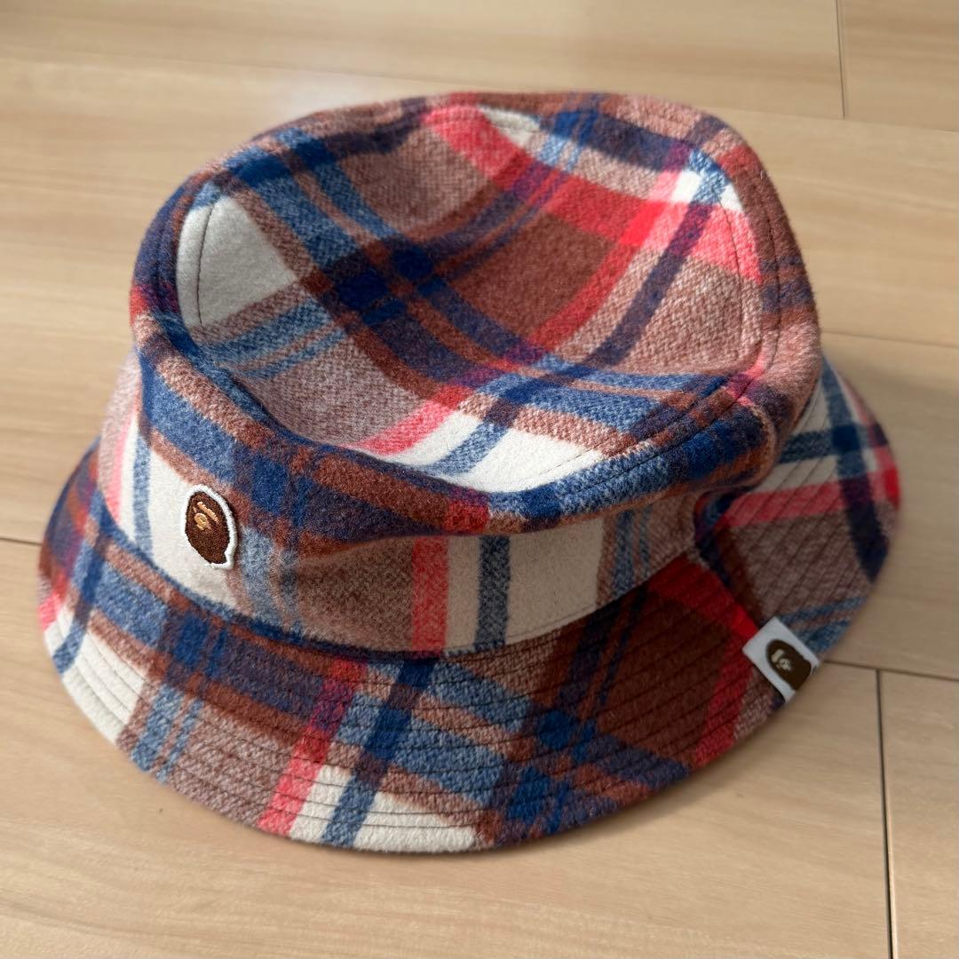 Used [A BATHING APE] Check pattern bucket hat