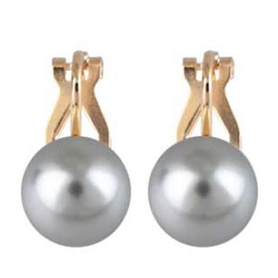 [M7149] - Gray 'Pearl' Gold Plated Clips - 10 Mm