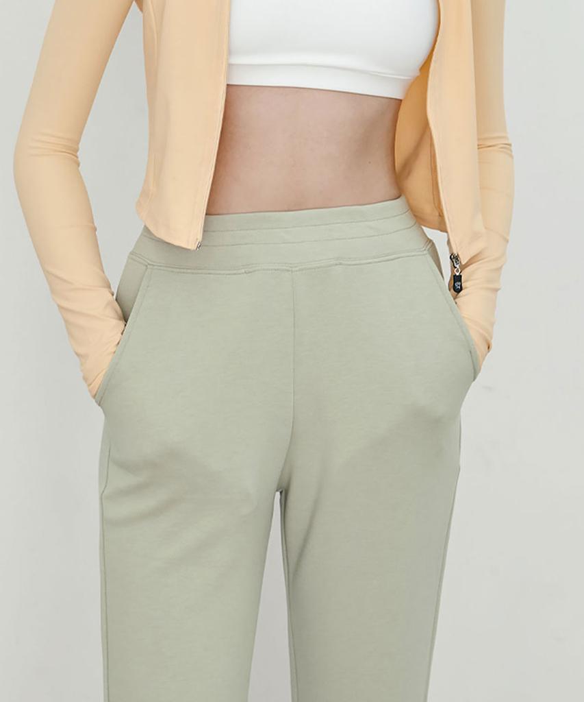 Debiweeo Semi Bootcut Elastic Waist Pants Devi-B0070-Matcha Green