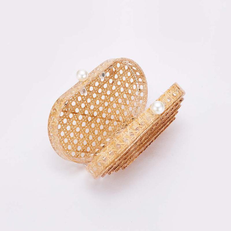 New Women's Bag Fashion Rattan Evening Wedding Acrylic Clutch Shoulder Crossbody Bags 2025 Luxury Woman Items Knit