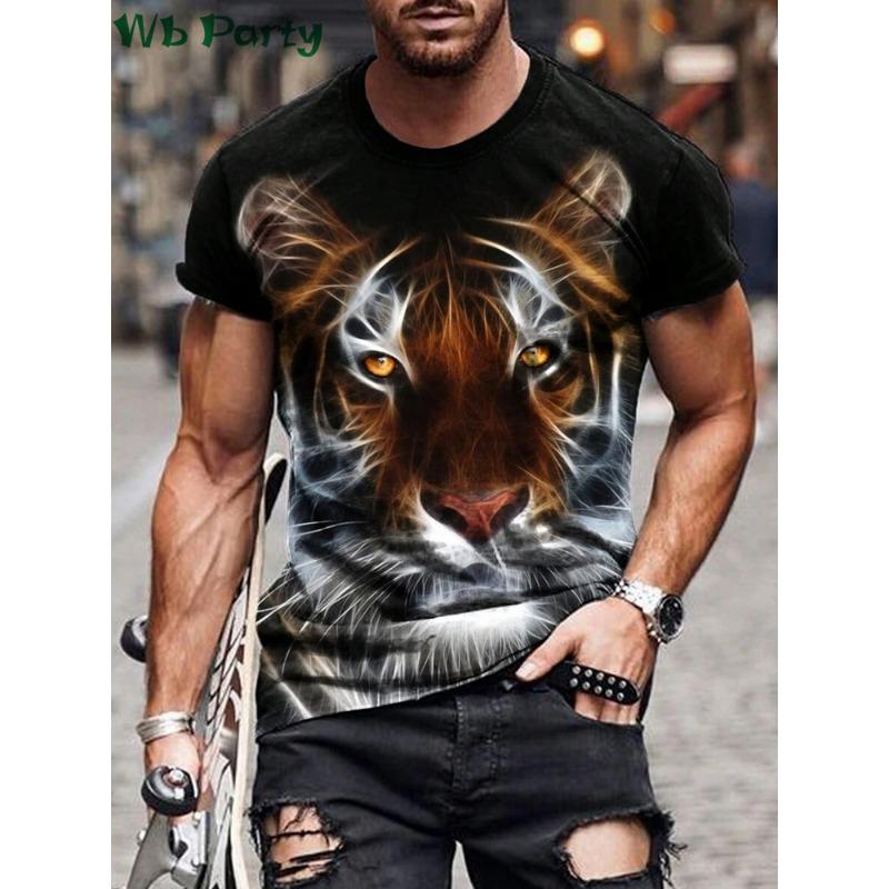 

Tiger Print Clothes Men Graphic T shirts 3D Print Men s Summer Clothes T-shirt Man Short Sleeve Tee Tiger Shirts Graphic Tees 5XL