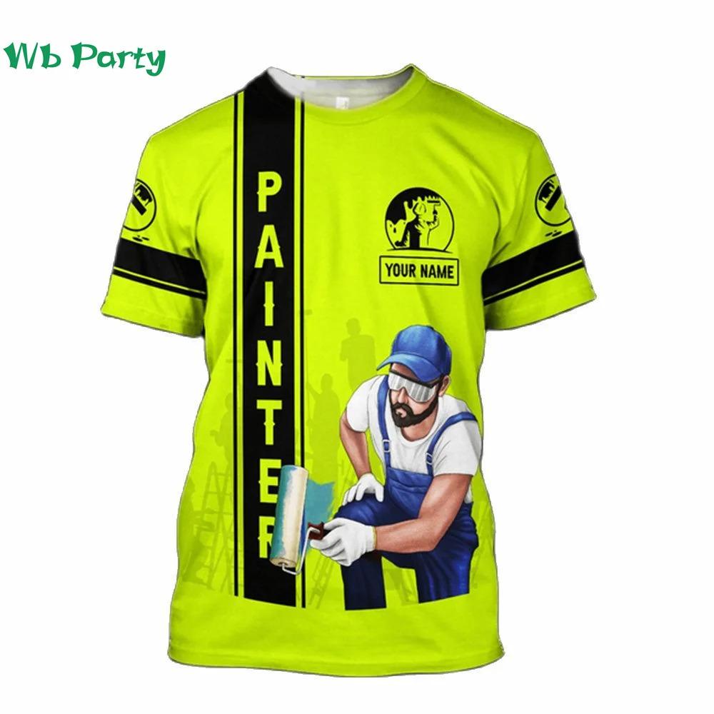 Camiseta de Verano Nueva para Hombre Estilo Pintor Personalizada Moda Cuello Redondo Holgada Manga Corta Tallas Grandes Tops Personalizados Regalos para el Día del Padre