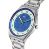 SWATCH Quartz Movement 30 Meters Waterproof Unisex Swiss Watch 42mm Blue Dial Stainless Steel Case Stainless Steel Strap SS07S143G