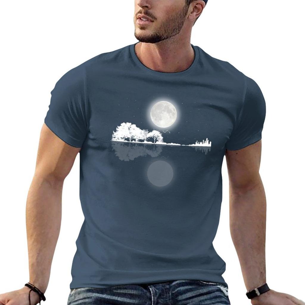 Nature Guitar Night T-Shirt Plus Size Basic Short Sleeve Top