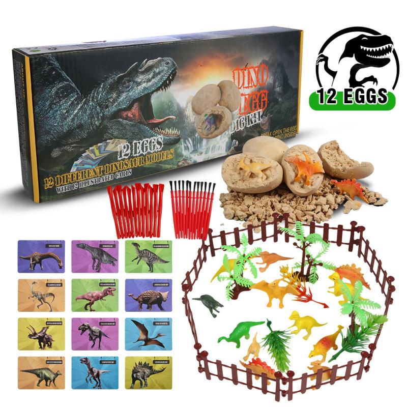 hot! Acekid Dig Dino Eggs Kit, Break Open 12 Unique Dinosaur Eggs and Discover 12 Cute Dinosaurs, Easter