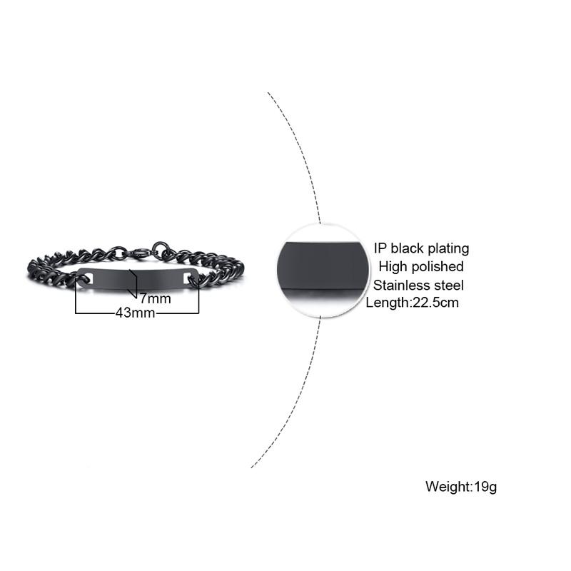 

Free Engraving Custom Couple ID Bracelets for Men Women Bangle Stainless Steel Chain Link Personalized Unique Name Brazalete
