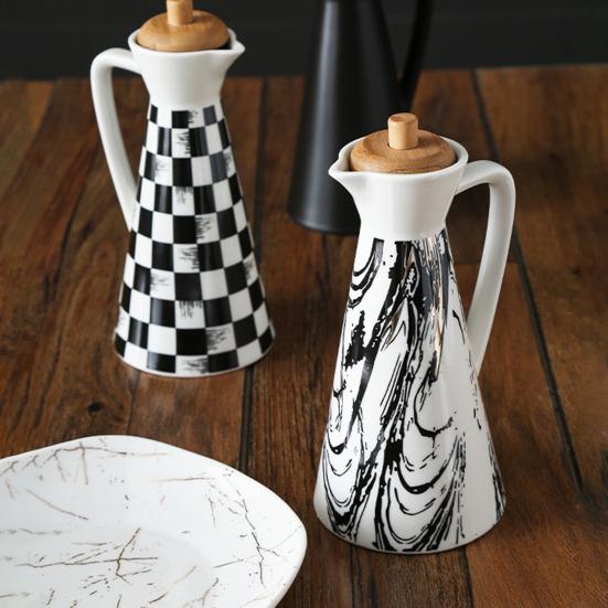 400/800ml Keramická láhev na dávkování oleje Prachotěsný design Ručně vyráběná keramika Nádoba na olej pro vaření v kuchyni Olivový olej Sójová omáčka Ocet Karafy Skladování