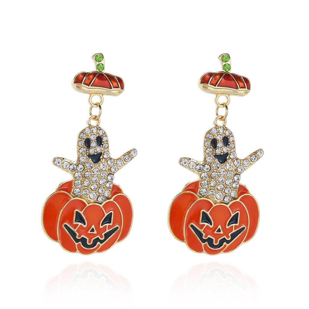 Halloween Cartoon Pumpkin Leg Dangle Earrings For Women Enamel Striped Boots Jack O Lantern Drop Earring Festival Party Jewelry