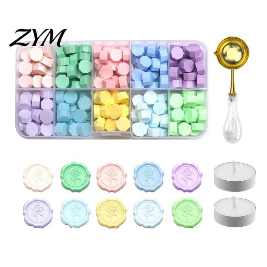 DIY Crafting Accessories Wax Seal Kit, with Sealing Beads Spoon And Candles, Decorative Seals Stamp for Wedding Invitations Envelopes