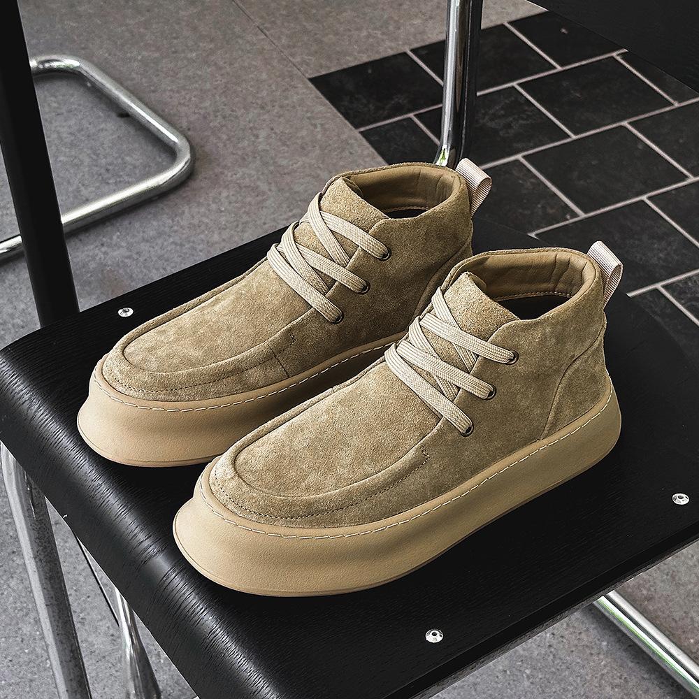 

21029 Martin boots autumn and winter Martin boots men s thick-soled tooling boots lace-up heightening board shoes casual boots 44 пісочний