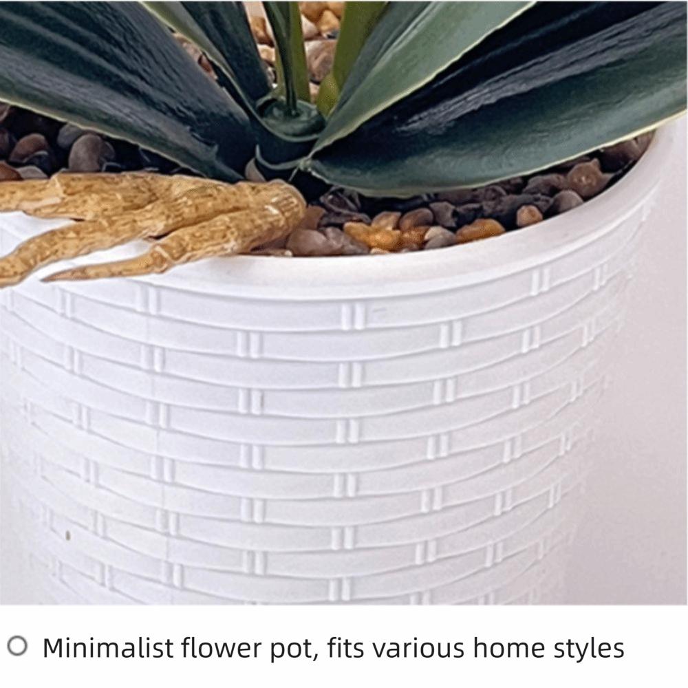 White Flower Pot Simulated Butterfly Orchid Multi-Bloom Plastic Fake Flower  Home Decor