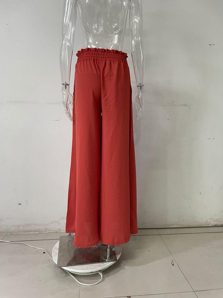 Euro-American Summer Wide-Leg High-Waisted Women's Culottes with Elastic Waistband