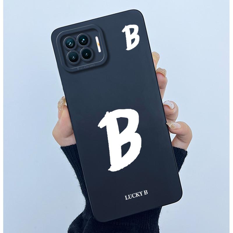 For OPPO F17 Oppo F17 Pro Case Oppo A73 A93 Reno 4F Back Cover TPU Silicon Lucky Initial Letter Couples Phone Bumper Soft Case