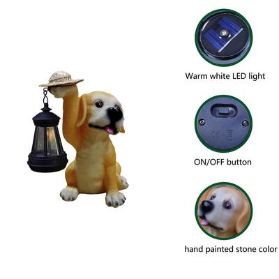 Micro Landscape Resin Dog Solar Ornament Cute Waterproof Puppy Statue Light Vivid Creative Art Figurines Ornaments Birthday