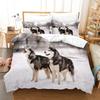 Animal Wolf Bedding Set Snow Wolf Skin- Friendly Soft King Queen Size Duvet Cover Set with Pillowcase No Filler for Boys Adults