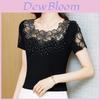 Cotton Short Sleeve T Shirt For Women With Embroidered Lace And Round Neck For Summer Casual Wear