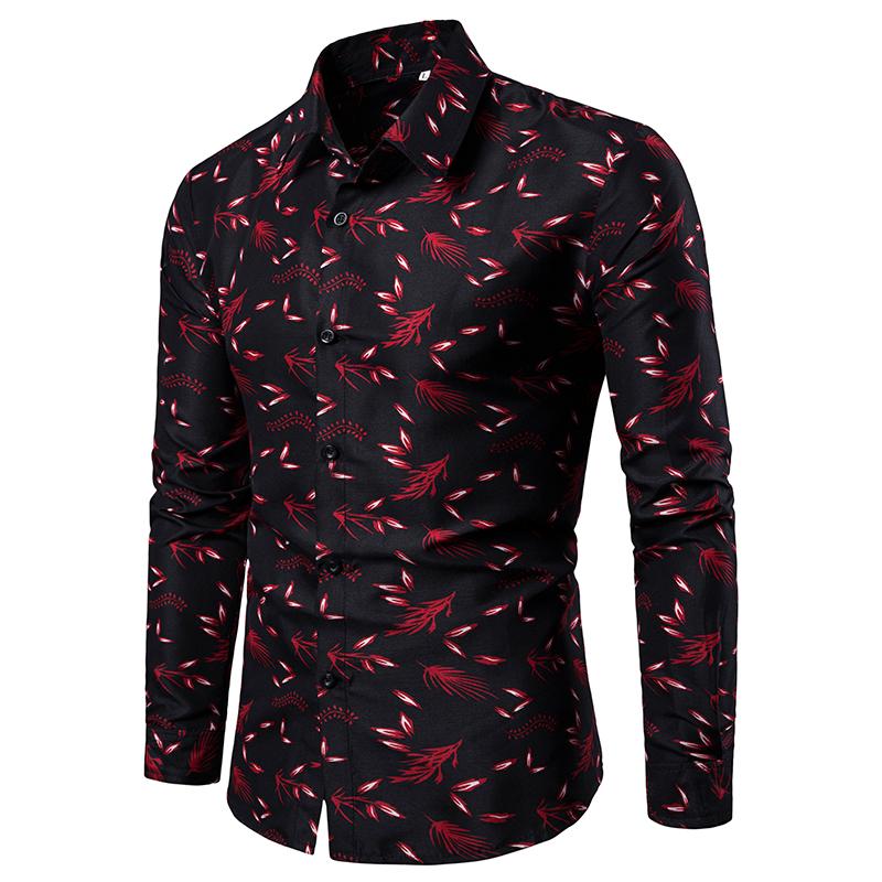 Long Sleeve Polyester Flower Shirt 