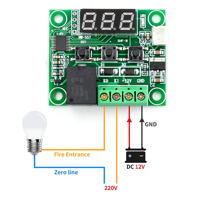Temperature Controller Switch Module Xh W1209 Led Display Digital Thermostat Controller Board Module Waterproof Ntc Probe