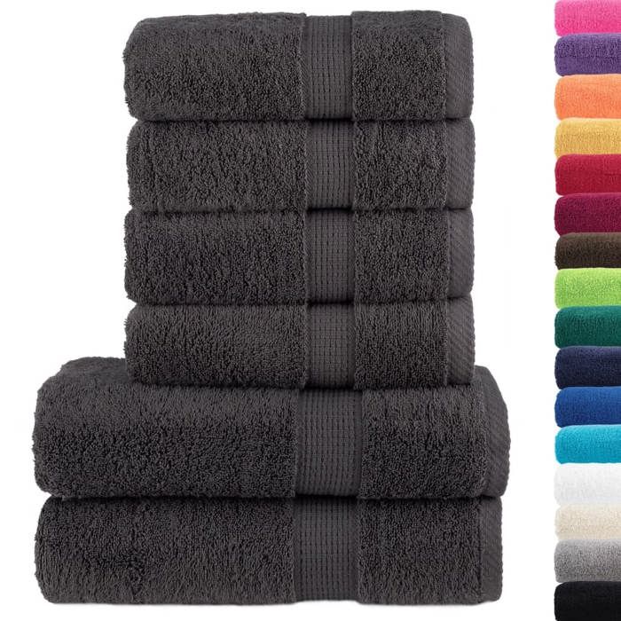 VidaXL Ensemble de Serviettes de Qualité Supérieure 6 pcs, Essuie-mains, Serviettes de Douche, Draps de Bain, Serviettes 137554