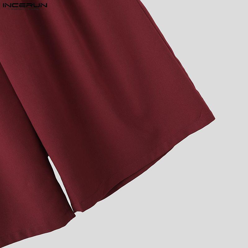 INCERUN Summer Men Zip-up Waist Casual Loose Half Pants Shorts