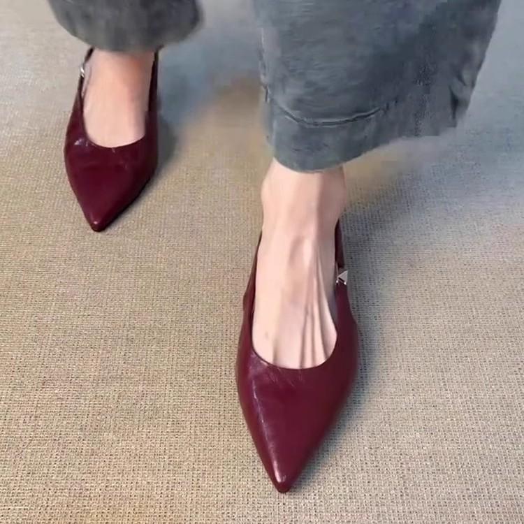Sheepskin Version~ Hollow Flat Heel Pointed Hollow Small Single Shoes for Women's Spring and Summer New Shallow Mouth Beautiful High-end Single Shoes