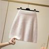 Minifalda esponjosa para mujer Otoño e Invierno Falda corta de punto Cintura media Falda línea A