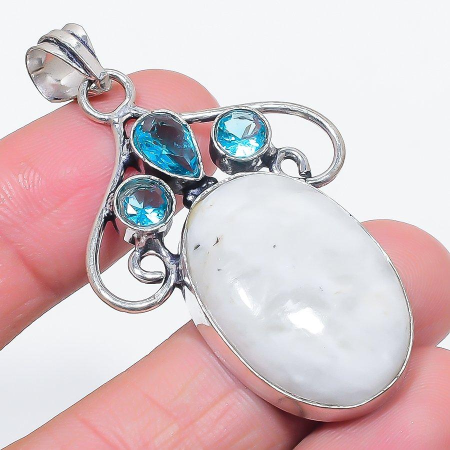 

Natural Moonstone, Topaz Gemstone 925 Sterling Silver Jewelry Pendant 2.25 Y5Y79