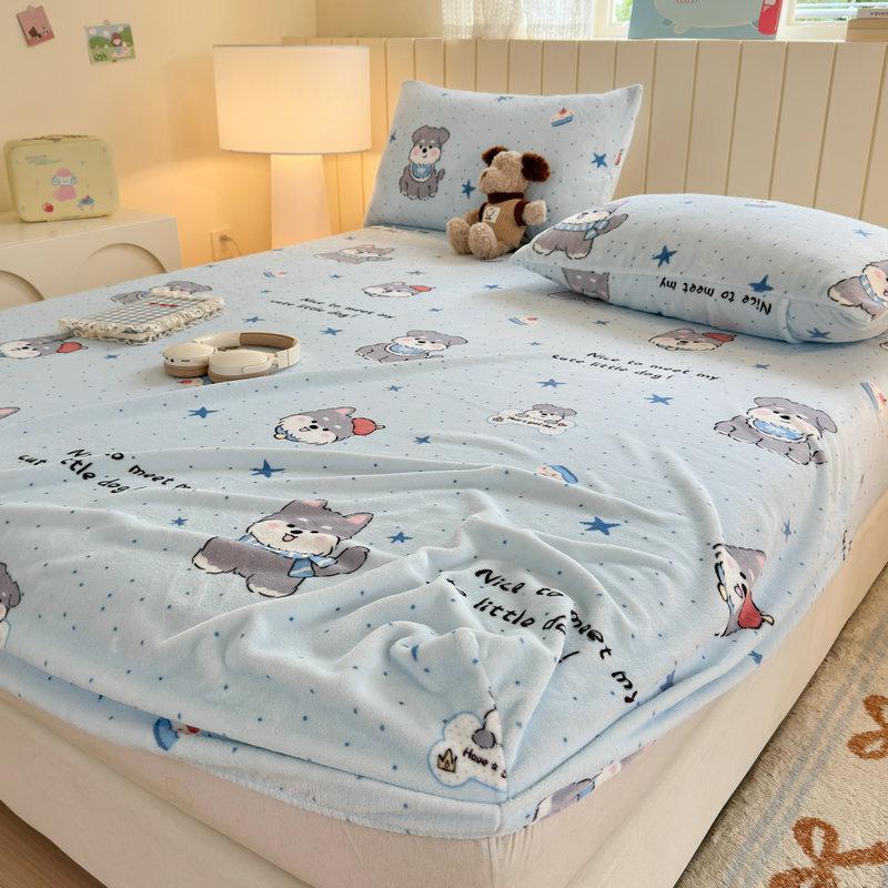 New Winter Milk Velvet Fitted Sheet, Single Piece, Fully Wrapped, Non-slip, Non-shifting Fitted Sheet, Washable and Machine Washable