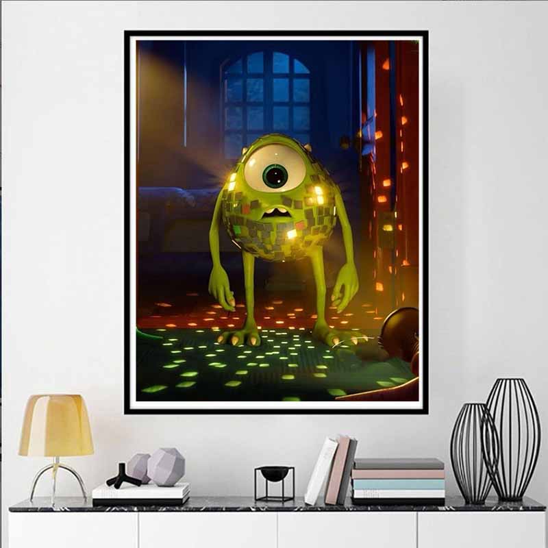 Disney Diamond Painting Mike Wazowski Disco Light Show 5D Diamond Painting Art Embroidery Cross Stitch Room Decoration