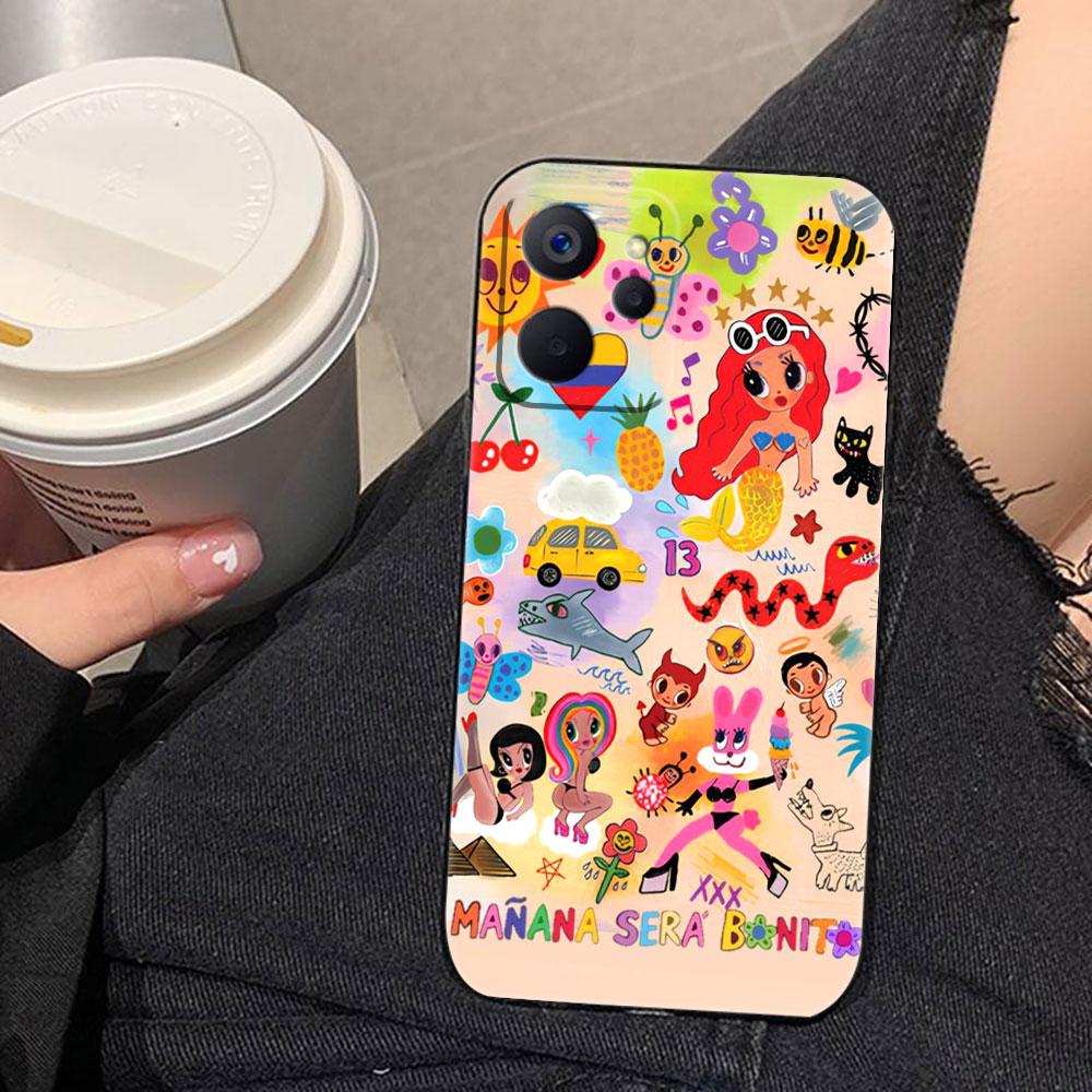 Étui de téléphone Sera B-Bonito Manana K-Karol G Pour Realme C75 C71 C65 C63 C55 C53 C35 C33 C30 C21 7 6 5 GT NEO 2 NARZO 50 X50 Étui