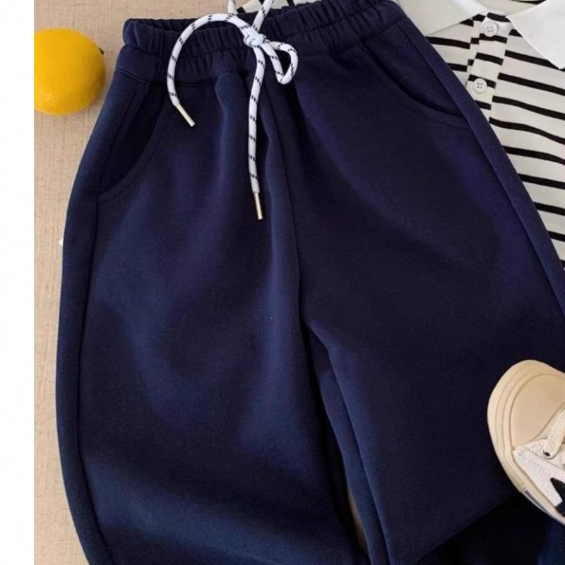 Kids Solid Embroidered Joggers Spring Autumn Boys Girls Korean Casual Sweatpants