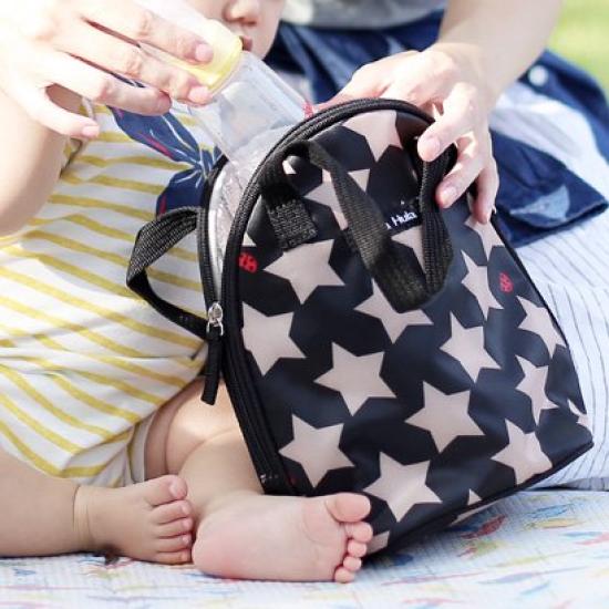 Husă pentru cană dublă cu izolație termică Hanna Hula, model girafă, neagră