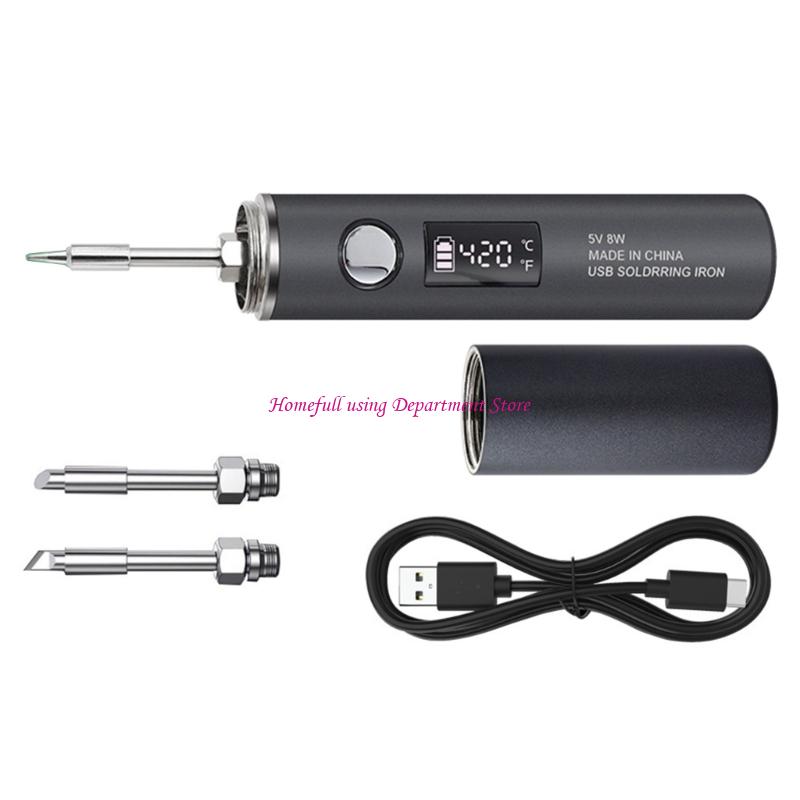  Miniature DC3.7V 8-10W USB Soldering Iron Tool USB Type C Operated  5Level Heat