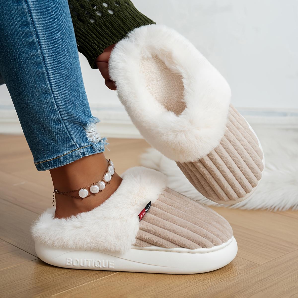 

Women S Plush Fleece-Lined Winter Slippers - Thick Warm Indoor House Shoes with Plush Lining & Arch Support, Soft Fabric Upper 36-37 хакі