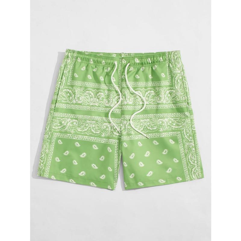 

Trend Bandana Graphic Beach Short for Men Summer Fashion 3D Printed Swim Trunks Loose Casual Streetwear Hawaiian Short Pants 3XL