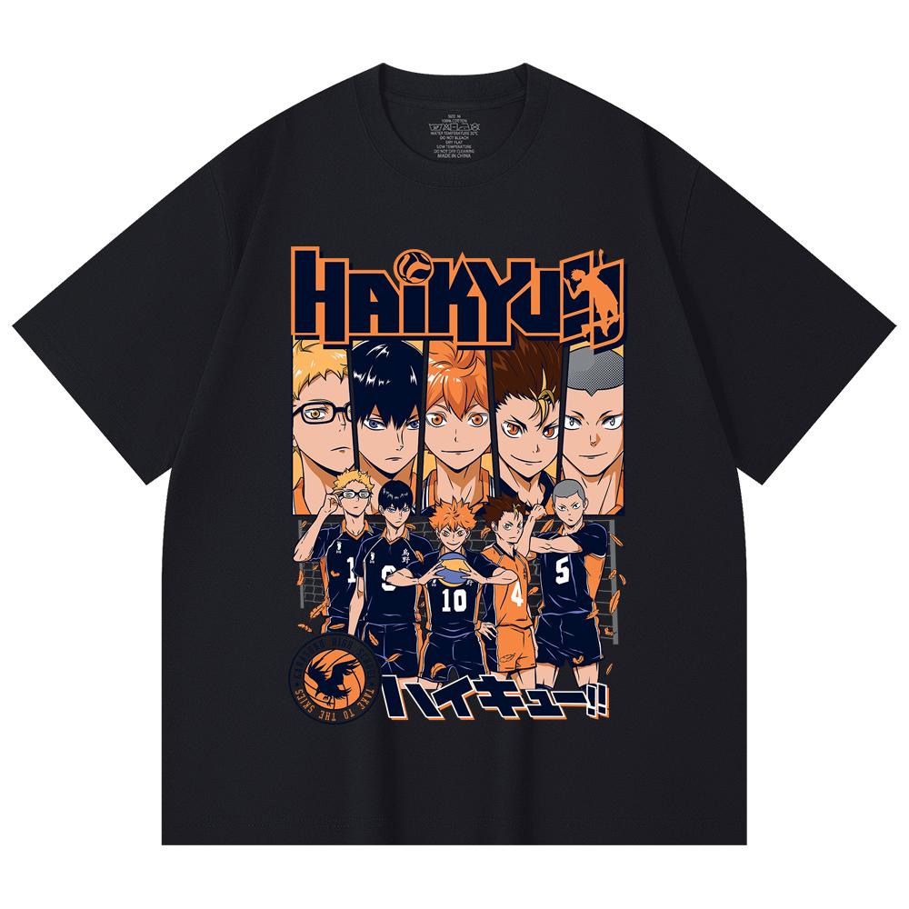 T-shirt Unisex Cotone Pesante 230 Gsm 100% Cotone Haikyu V7 Karasuno High Stampa