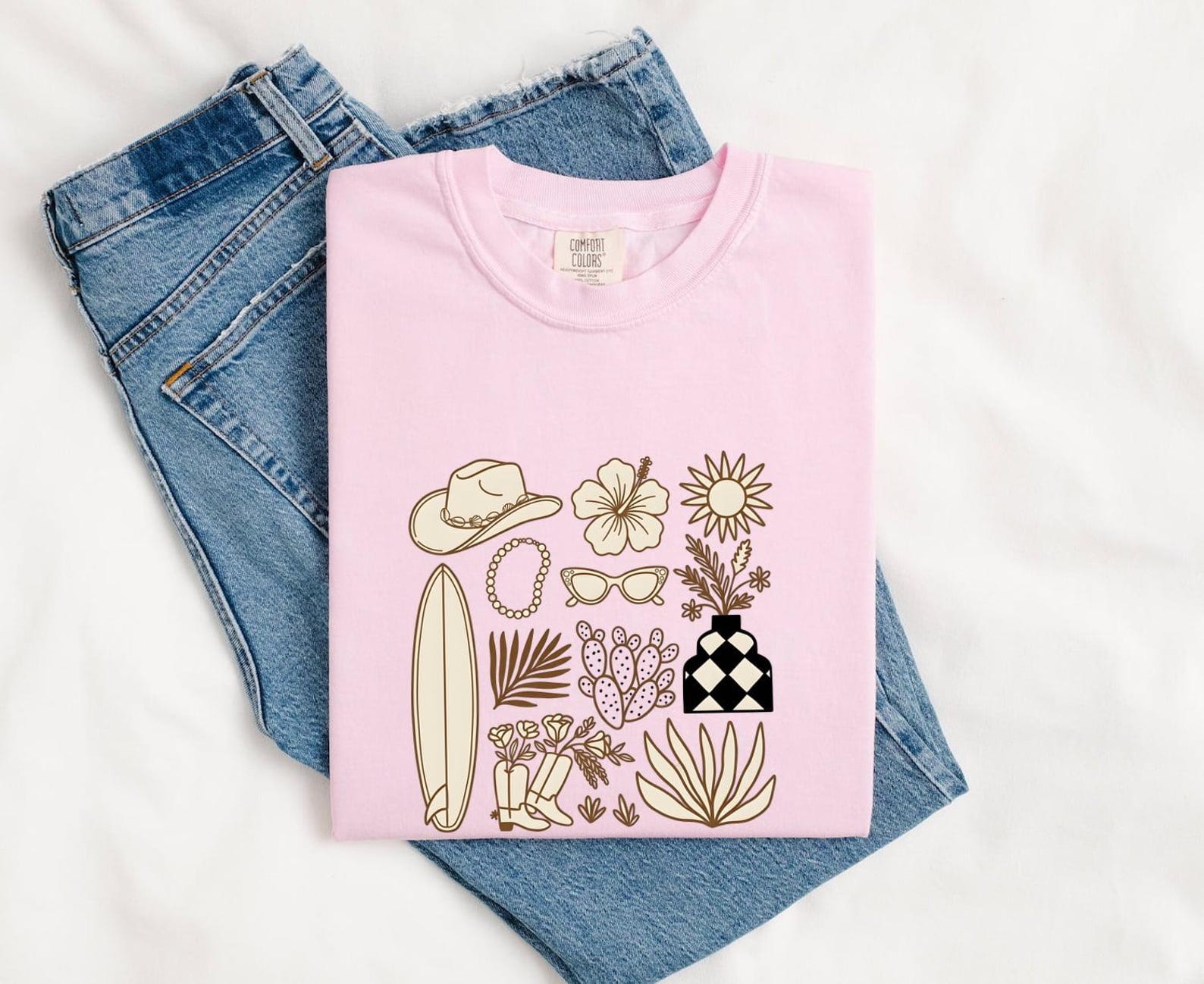 Boho Western Elements Shirt Cottagecore Boho Gift Women Line Art Tee Western T-Shirt Cottagecore Enthusiast Illustration Tshirt Hippie S