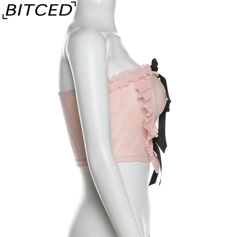 BITCED Summer Women's Solid-Color Slim-Fit Streetwear Off-the-Shoulder Wrap-Top with Backless Design