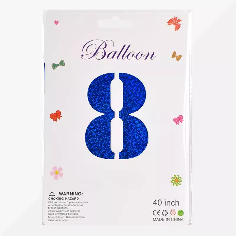 Large 40-Inch Navy Blue Laser Number Foil Balloon for Birthday Decoration