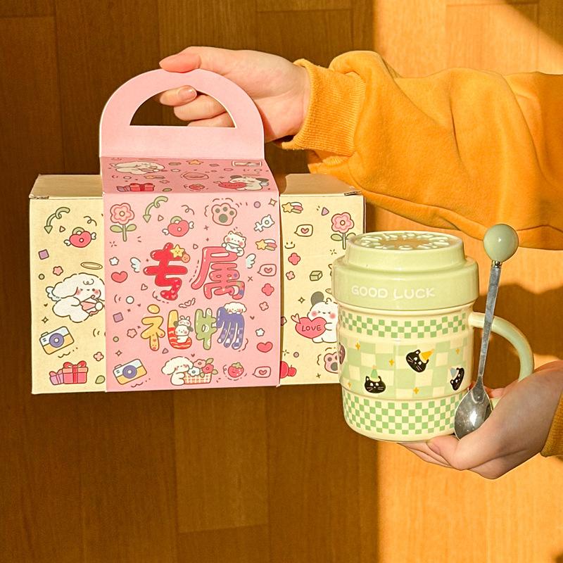 Hochwertige Milch-Fufu-Katzen-Tasse mit Deckel, niedliche Keramiktasse für Paare, Büro-Kaffeetasse, Geburtstagsgeschenk