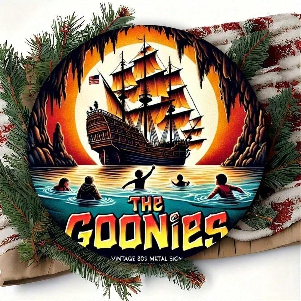 Goonies Retro 8 Inch Round Tin Sign Vintage Metal Wall Decor for Home Bar