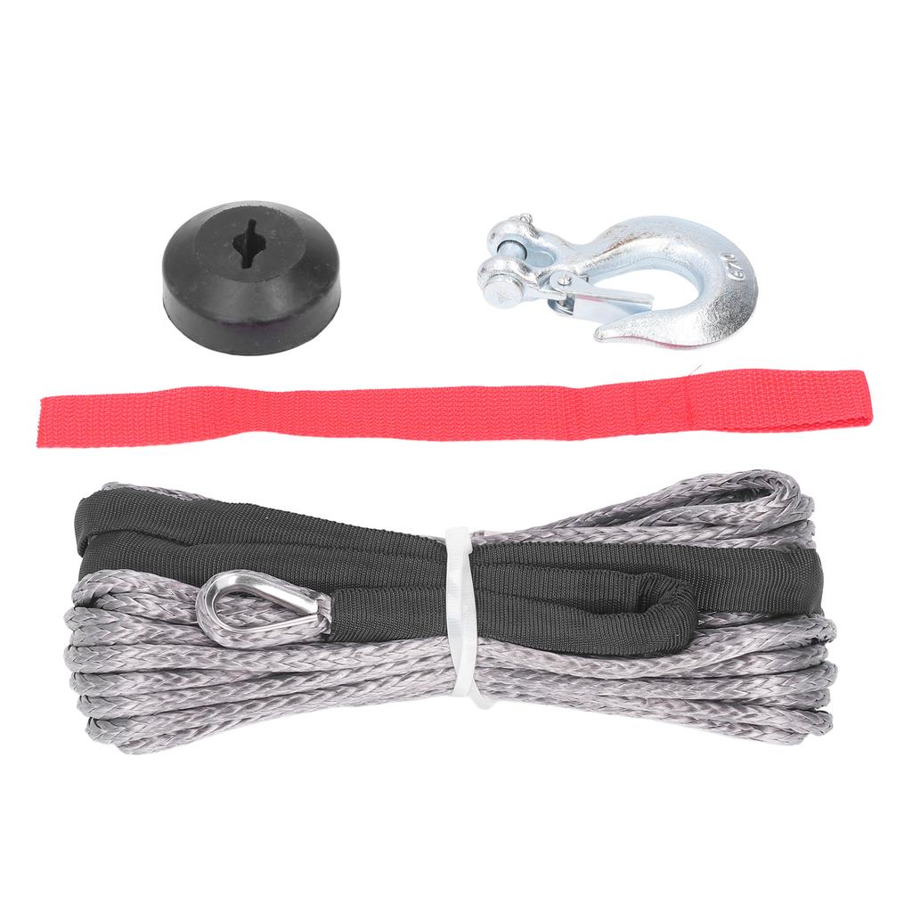 Winch Rope Kit with Spring Clevis Sling Hook Rubber Stopper 4400lbs Loading Wear Resistant Universal