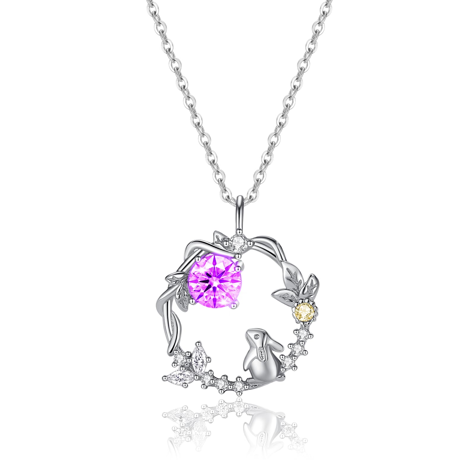 

Necklace for February for women [Silver Thunder] women, popular, birthstone, amethyst, rabbit, hoop, Silver925, hypoallergenic, cute, accessory,