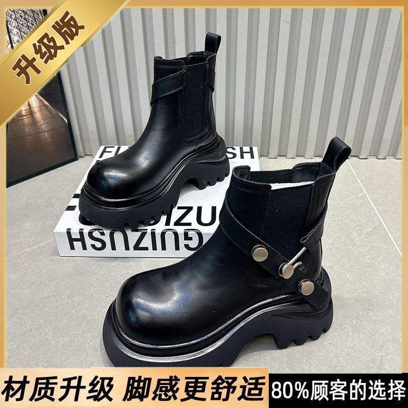 

Leather buckle Martin boots short boots women s outer wear 2025 autumn new thick-soled heightening versatile short boots Martin boots tide 88 Supplementary Code Shoot carefully