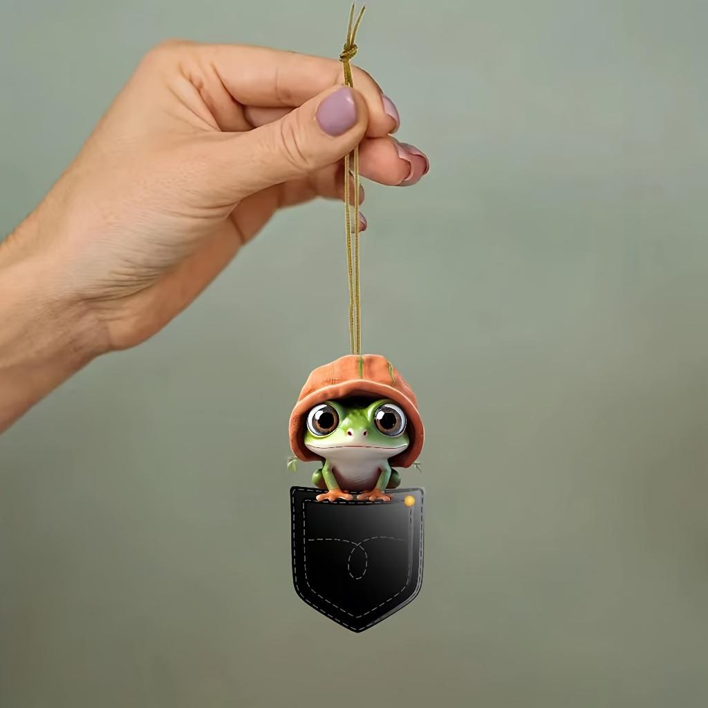 2D Acrylic Cute Frog In The Pocket, Car Rearview Mirror Decorative Pendant, Bag Keychain Cool Pendant, Small Gift