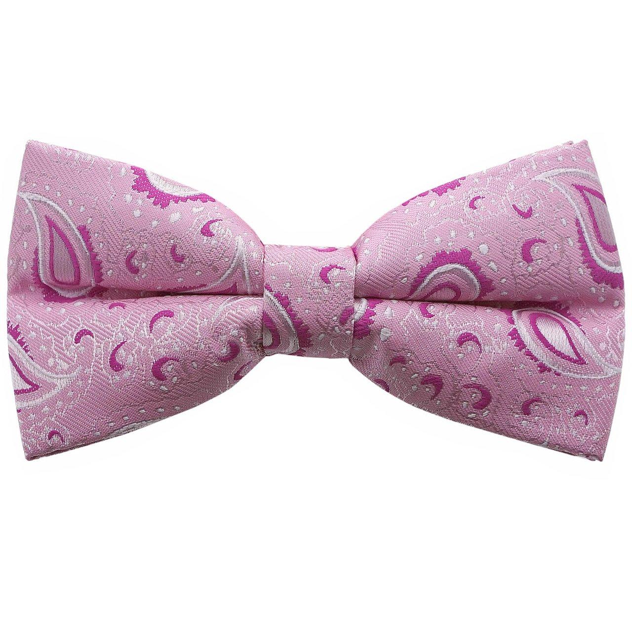 

[Bowties.jp] Pink Paisley Pre-Tied Bow Tie, Adjustable Hook-Fastening Easy-Wear Bowtie, Elegant Traditional Formal Necktie for Men розовый