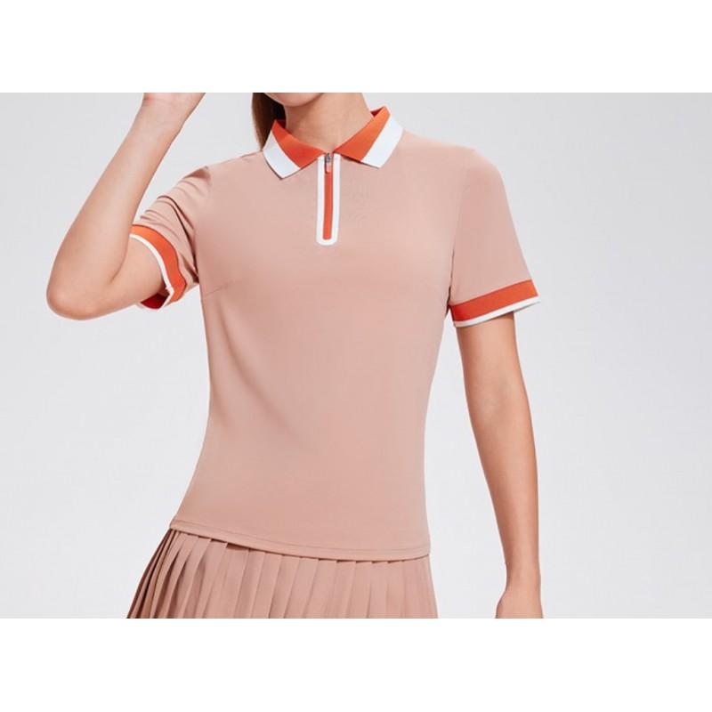 Womens Breathable Fitness Tee Slimming Loose Short Sleeve Polo Top Gym Running Tennis Golf
