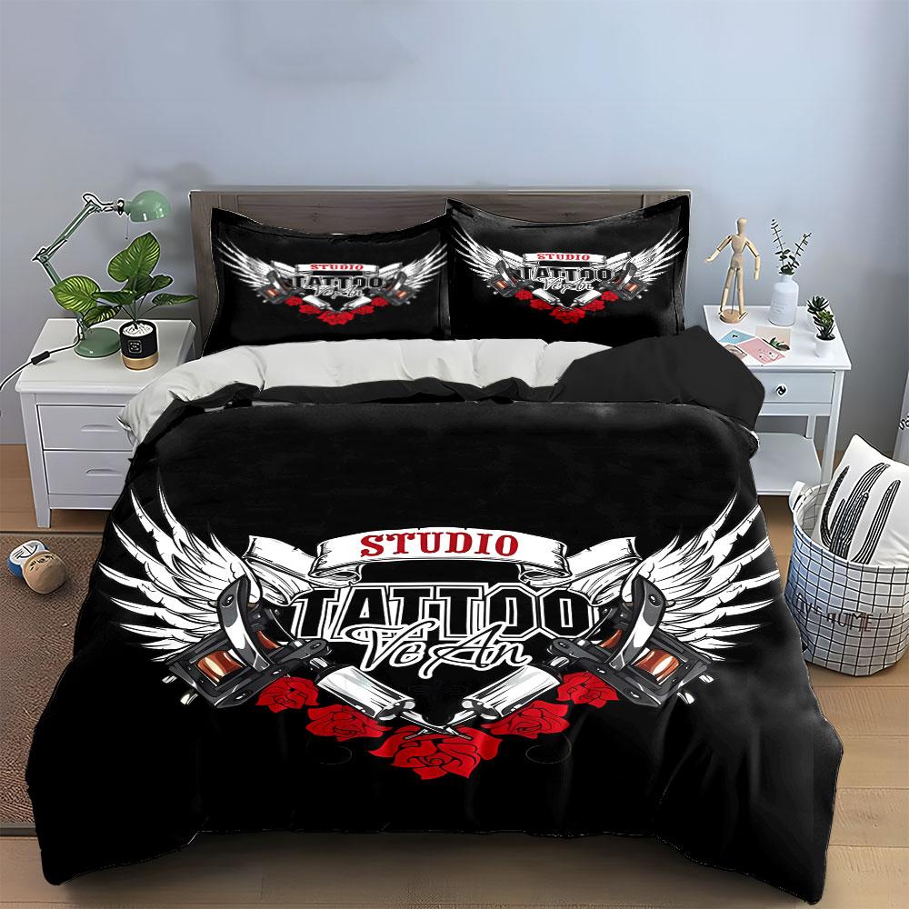 Tattoo Studio Decor Set Multiple Sizes Kid'S And Adults' Bedroom Exquisite 3Pc Bedding Set, Gift