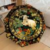 1PC Floral Pattern Sheep Umbrella-8-Rib Reinforced, Automatic Open, Lightweight & Durable, Cute Fashion Accessory for Outdoor-K1290